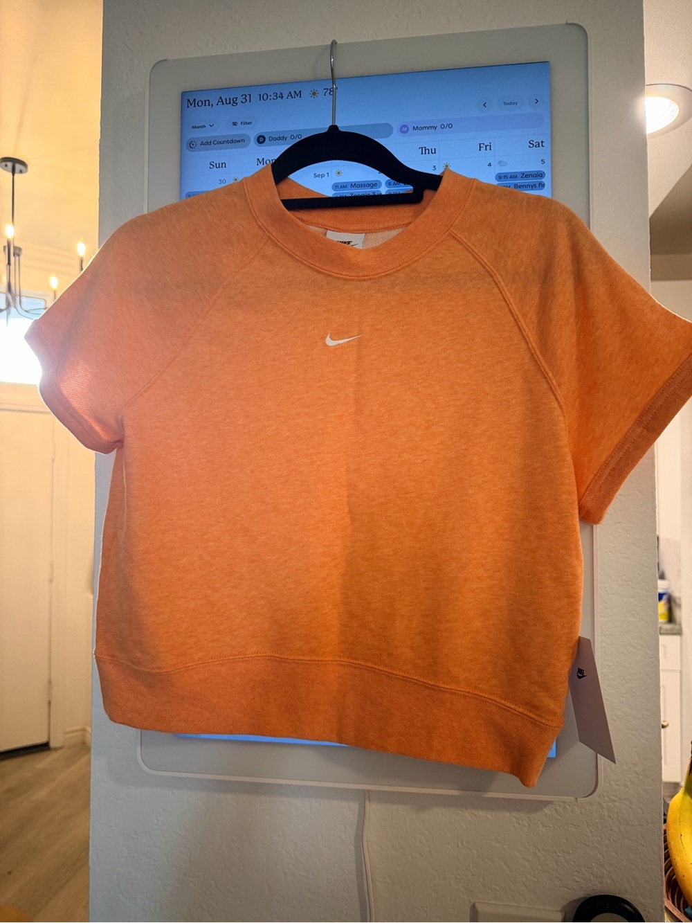Nike Women's Chill Terry Short-Sleeve Cropped Crew Top | Size M